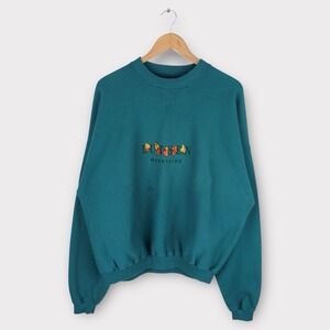 Vintage SanSegal USA Lutsen Mountains Teal Crewneck Sweatshirt Size M
